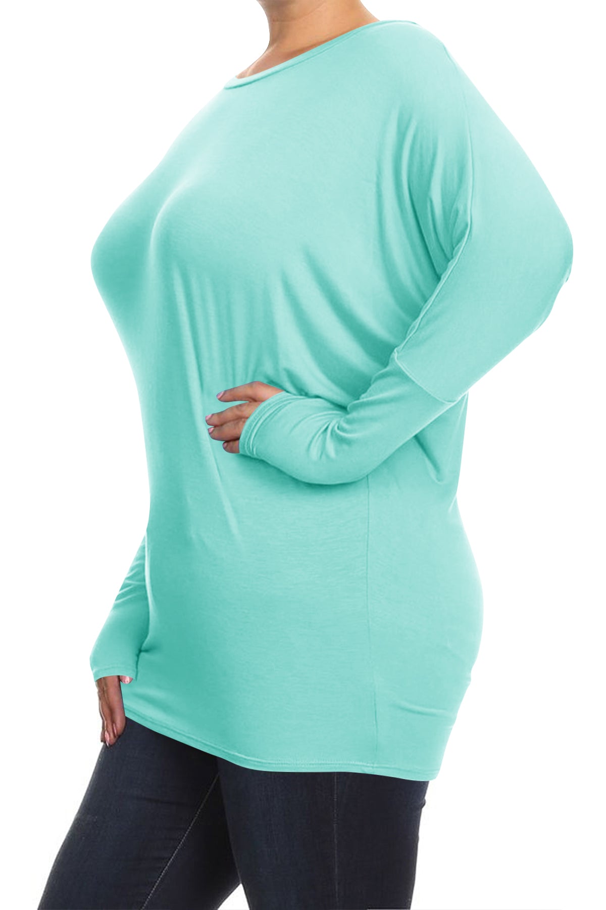 Women's Plus Size Casual Dolman Sleeve Solid T-Shirt Top