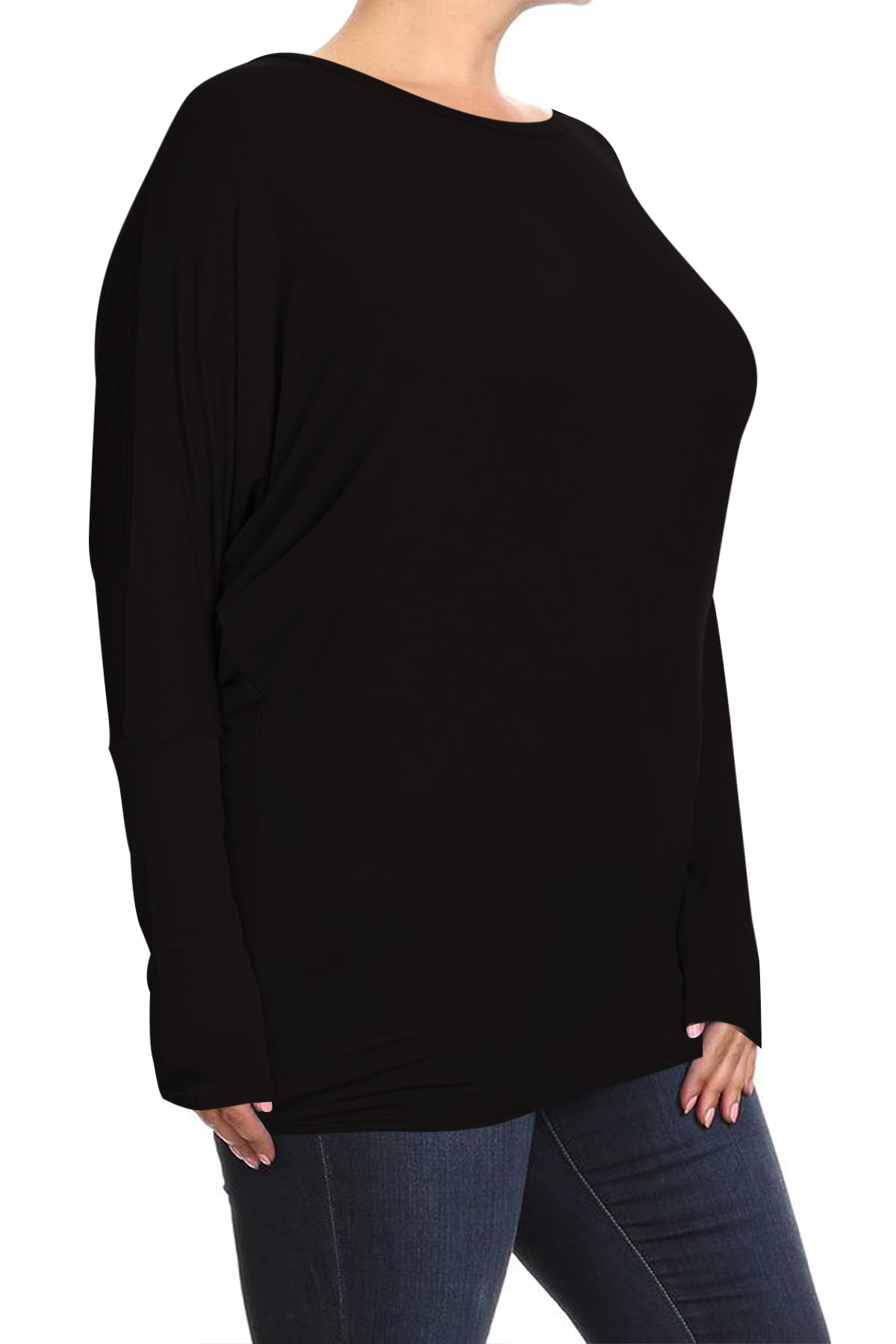 Women's Plus Size Casual Dolman Sleeve Solid T-Shirt Top