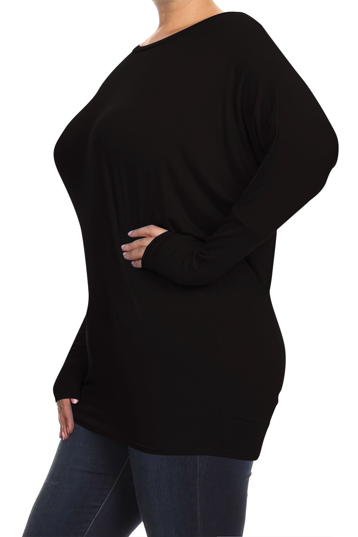 Women's Plus Size Casual Dolman Sleeve Solid T-Shirt Top