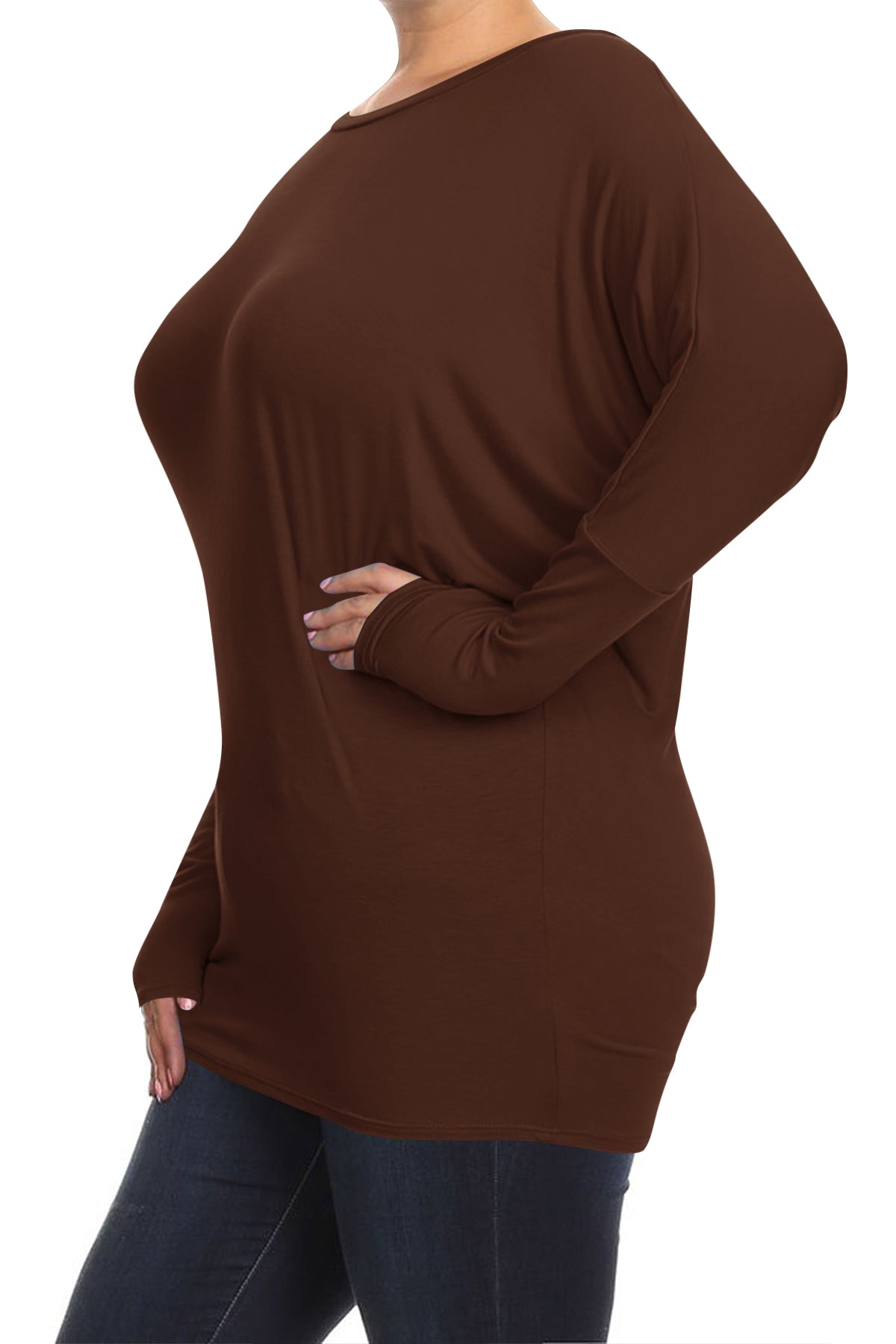 Women's Plus Size Casual Dolman Sleeve Solid T-Shirt Top