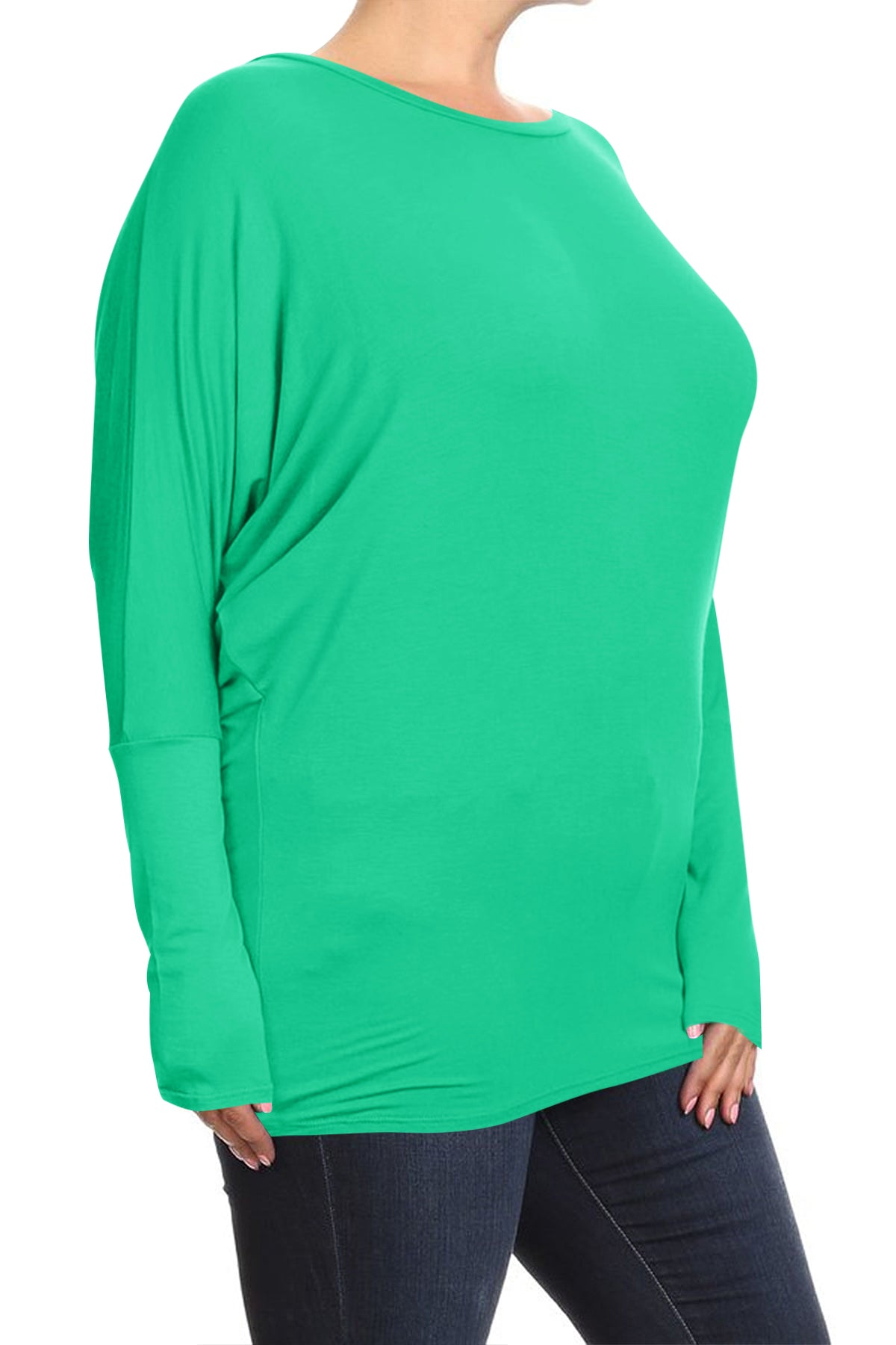 Women's Plus Size Casual Dolman Sleeve Solid T-Shirt Top