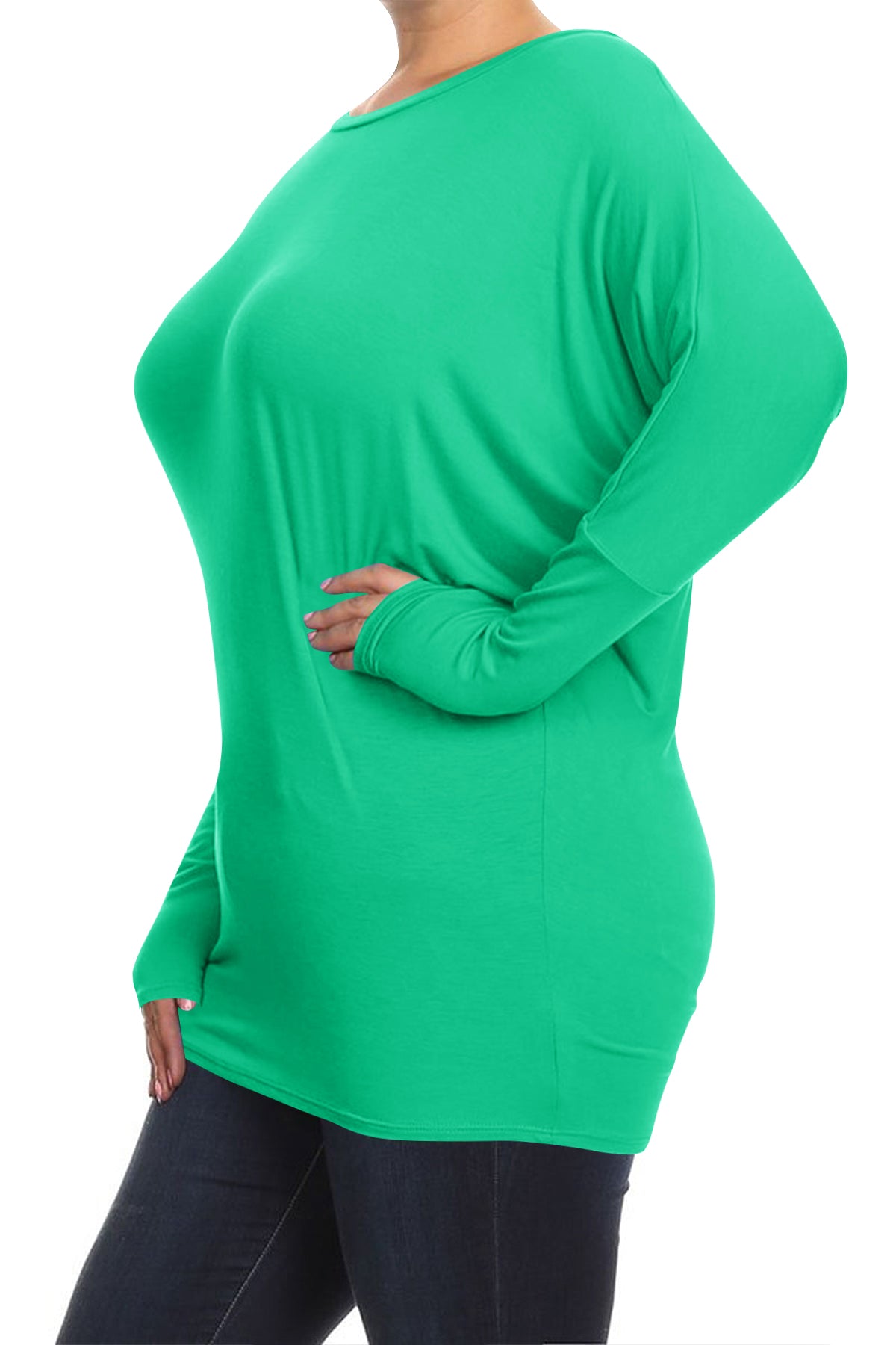 Women's Plus Size Casual Dolman Sleeve Solid T-Shirt Top