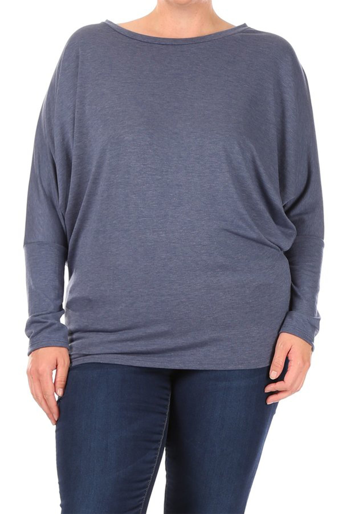 Women's Plus Size Casual Dolman Sleeve Solid T-Shirt Top