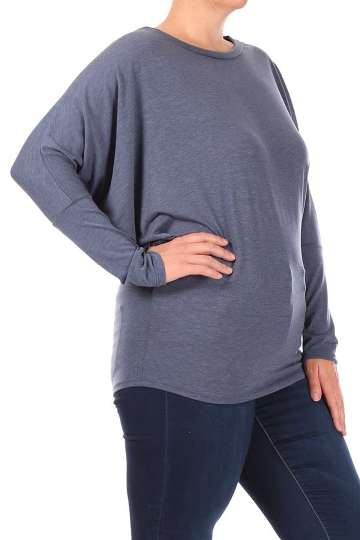 Women's Plus Size Casual Dolman Sleeve Solid T-Shirt Top