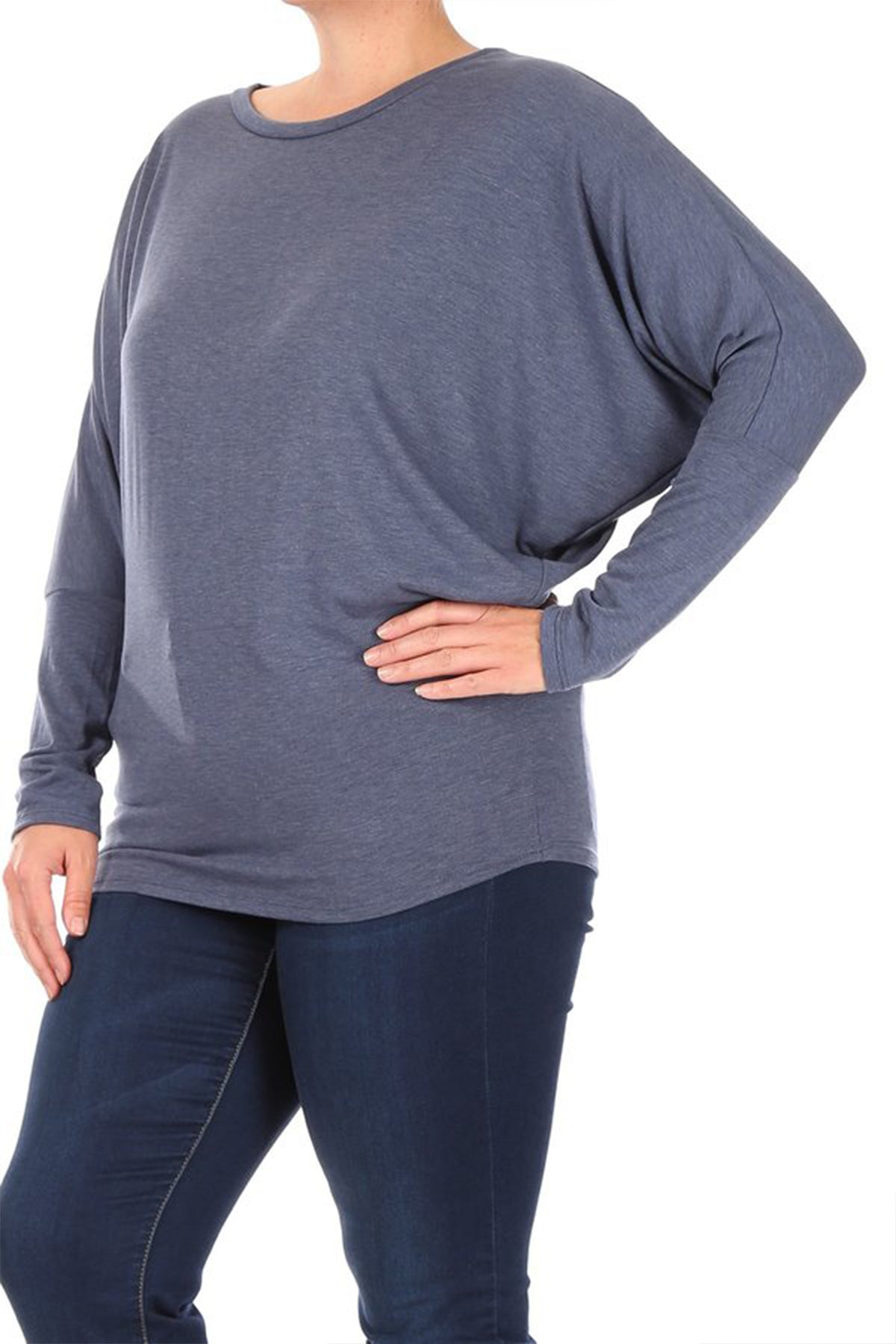 Women's Plus Size Casual Dolman Sleeve Solid T-Shirt Top