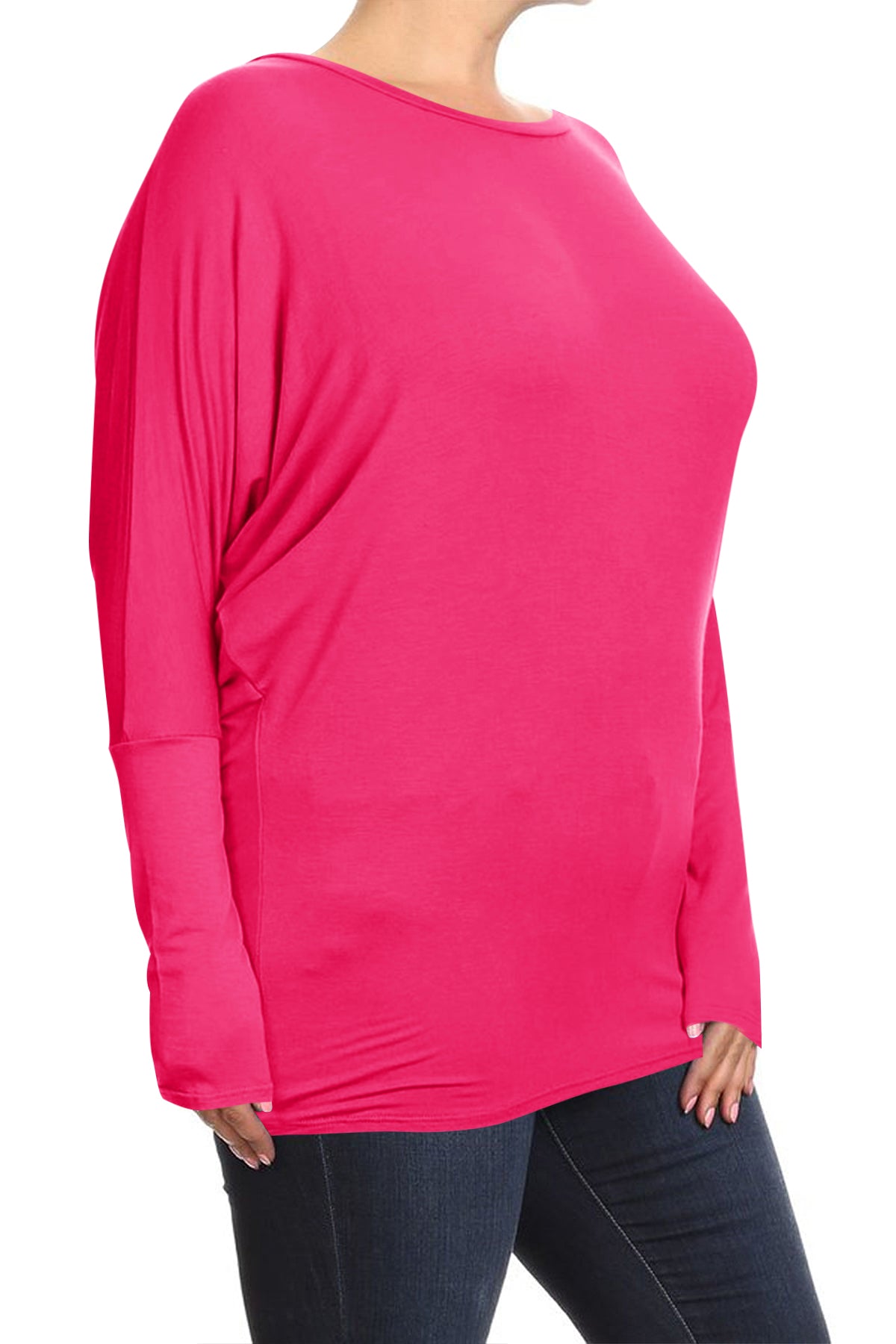 Women's Plus Size Casual Dolman Sleeve Solid T-Shirt Top