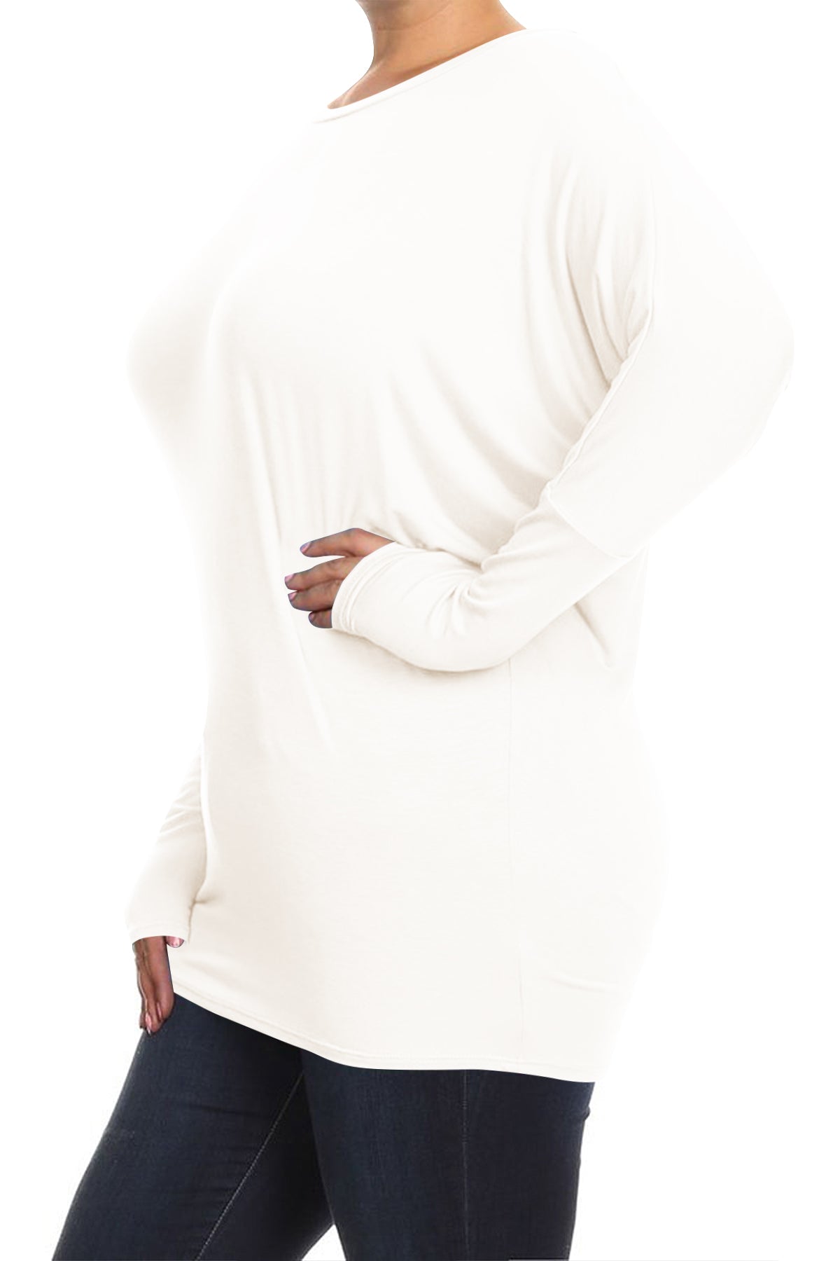 Women's Plus Size Casual Dolman Sleeve Solid T-Shirt Top