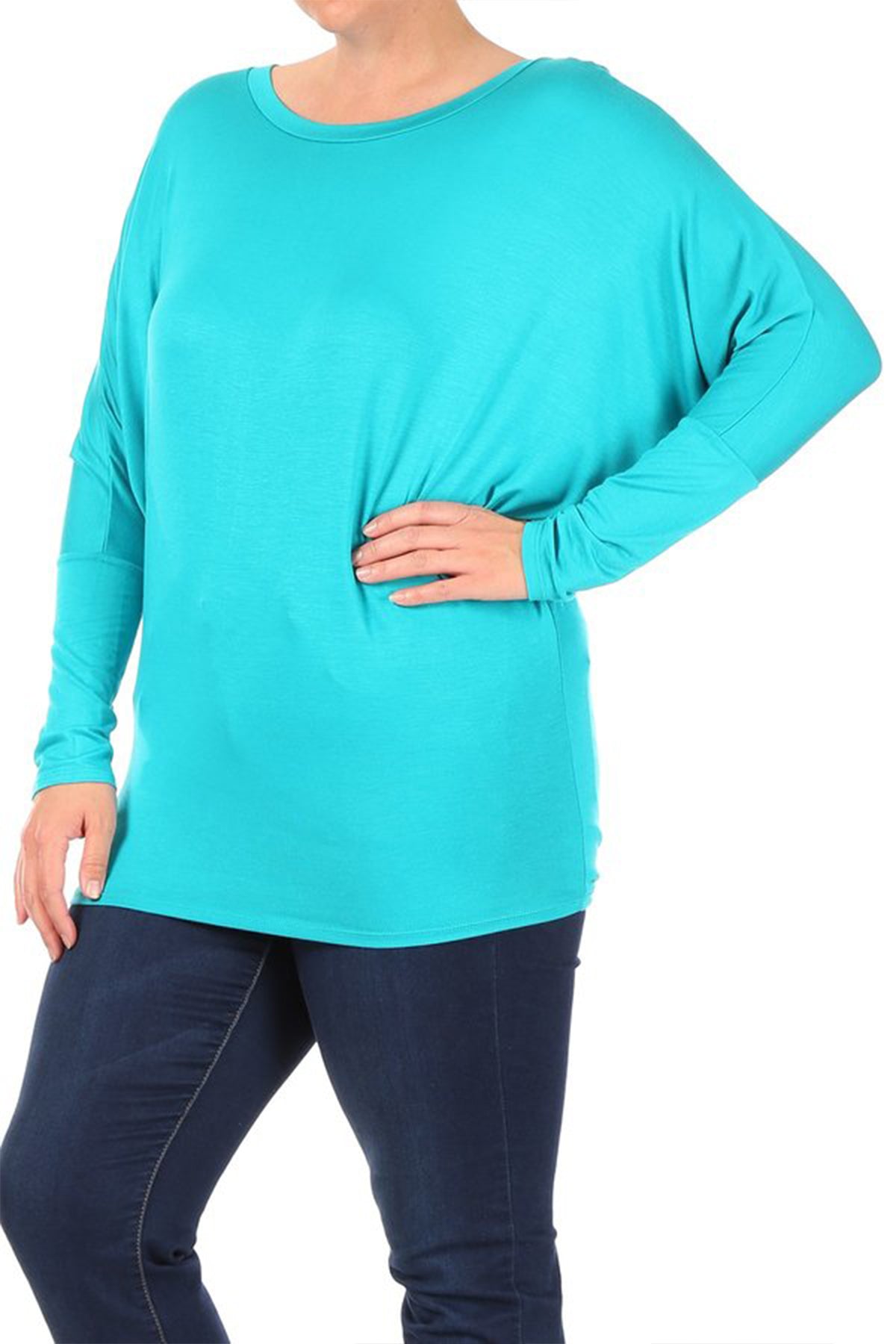 Women's Plus Size Casual Dolman Sleeve Solid T-Shirt Top