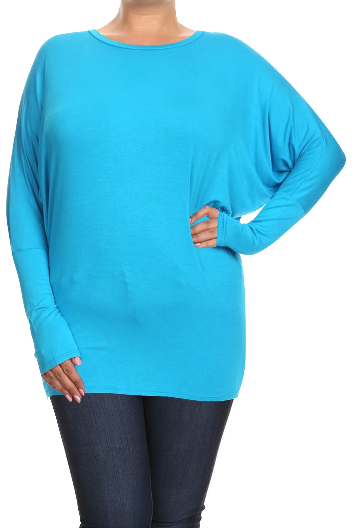 Women's Plus Size Casual Dolman Sleeve Solid T-Shirt Top