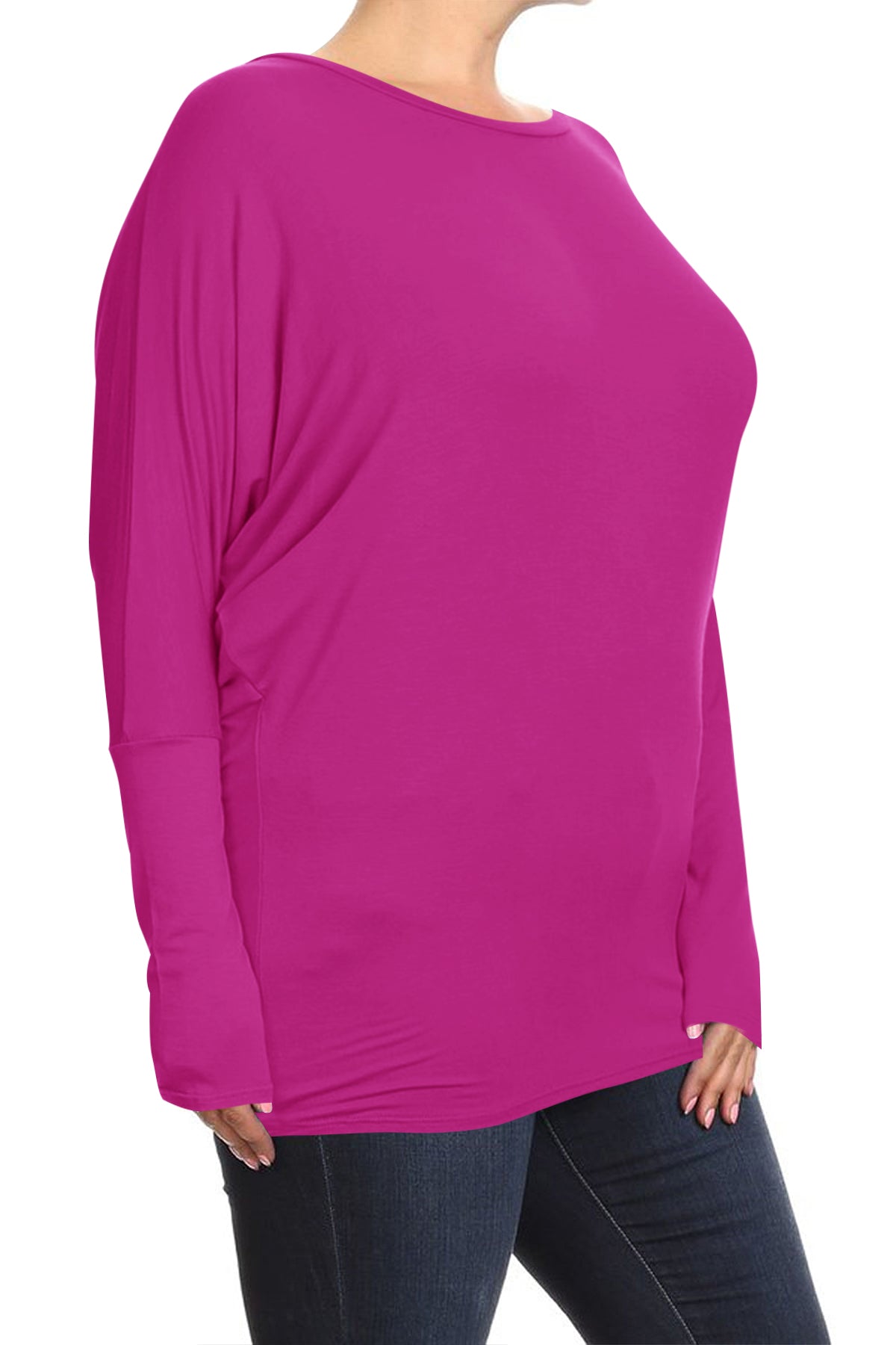 Women's Plus Size Casual Dolman Sleeve Solid T-Shirt Top