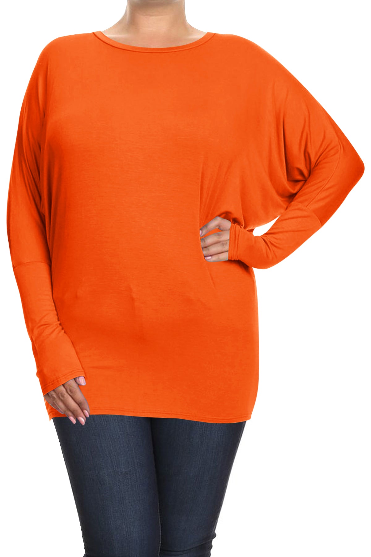 Women's Plus Size Casual Dolman Sleeve Solid T-Shirt Top