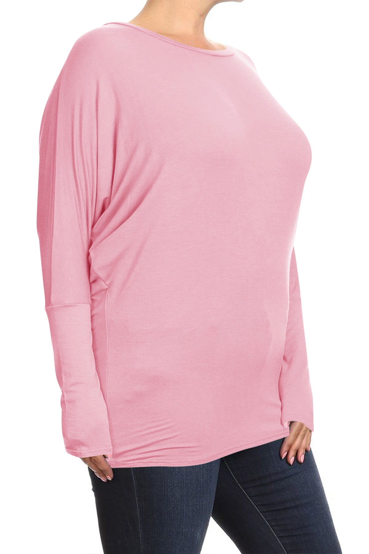 Women's Plus Size Casual Dolman Sleeve Solid T-Shirt Top