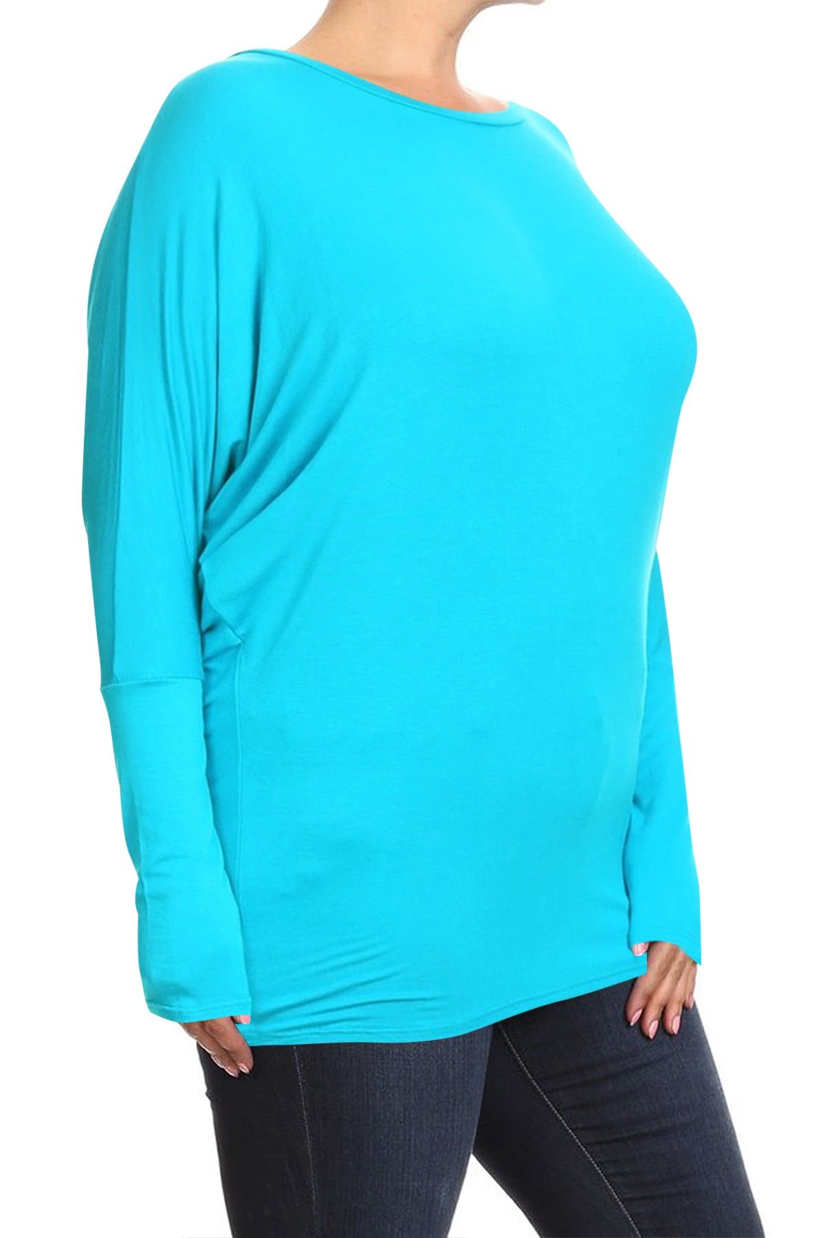 Women's Plus Size Casual Dolman Sleeve Solid T-Shirt Top